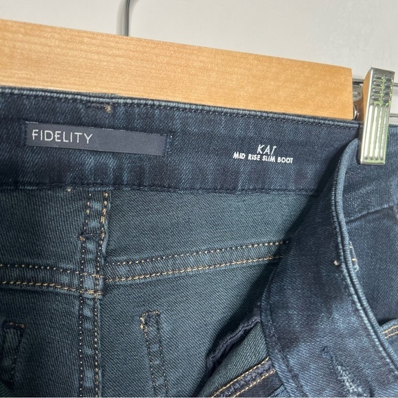 Fidelity Denim Womens Size 25 Kat Mid Rise Slim Bootcut Jean Dark Wash Mateo - Picture 7 of 13
